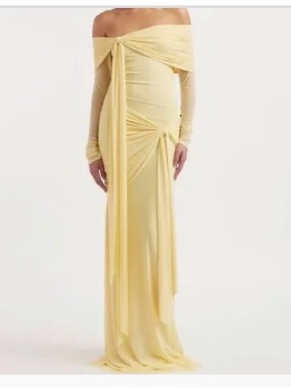 REVOLVE Pale Yellow Off-Shoulder Maxi Dress